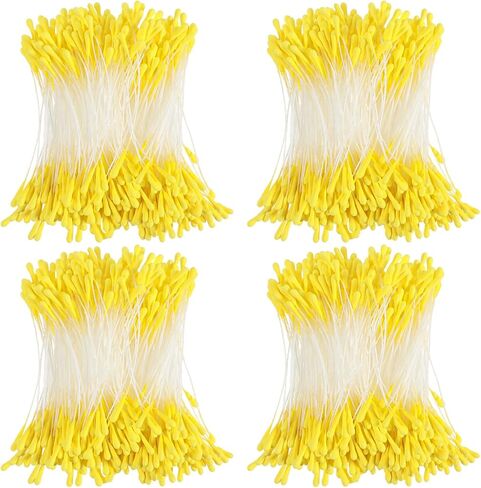 800 Pcs Flower Stamens, Yellow Pearl Double Heads Handmade Stamen for Flower Making, 2 mm Artificial Floral Pistil for DIY Crafts Wedding Bouquet Scrapbook Decoration Easter Floral Supplies in Kuwait