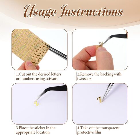 6 Sheets 4.5mm Letter Stickers with Stainless Steel Tweezer, Mini Alphabet Stickers Glitter Self Adhesive Mini Number Sticker for DIY Craft Scrapbook Decoration Nail Keyboard (Gold, Silver) in Kuwait