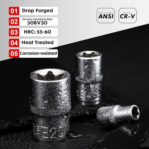 1/2" Drive Deep Impact Socket Set, 8-Piece Standard SAE Spindle Axle Nut Impact Socket Set, Premium Cr-Mo, 1-1/4" to 1-3/4" Size, Gift for Men in Saudi Arabia