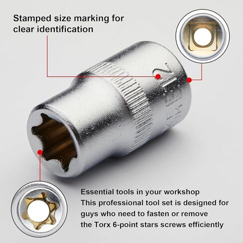 1/2" Drive Deep Impact Socket Set, 8-Piece Standard SAE Spindle Axle Nut Impact Socket Set, Premium Cr-Mo, 1-1/4" to 1-3/4" Size, Gift for Men in Saudi Arabia
