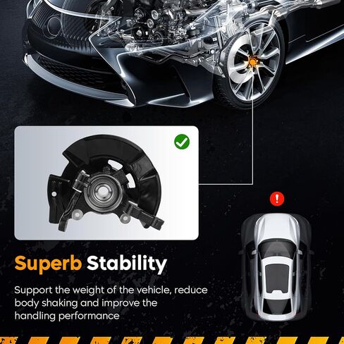 طقم تجميع مفصل التوجيه الأمامي الأيمن لسيارة Hyundai Sonata GL/GLS/Limited/SE 2011-2013 L4 2.4L، بدون تعليق رياضي، جانب الركاب، 698-464 517163R010 5172038110 5175039603 WLK464 in Kuwait
