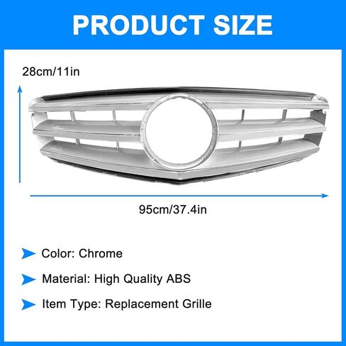 Front Bumper Grille For Mercedes Benz W204 Grill C180 C200 C230 C250 C300 C350 2007-2014 2048800023 (3 DB Chrome) in Saudi Arabia