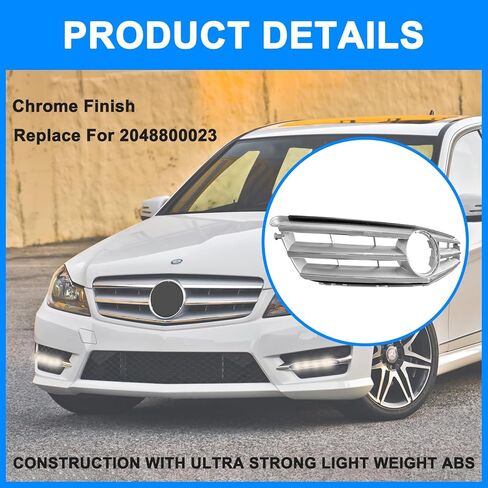 Front Bumper Grille For Mercedes Benz W204 Grill C180 C200 C230 C250 C300 C350 2007-2014 2048800023 (3 DB Chrome) in Saudi Arabia
