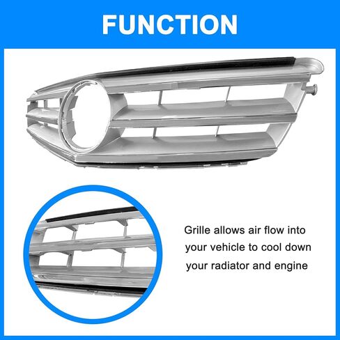Front Bumper Grille For Mercedes Benz W204 Grill C180 C200 C230 C250 C300 C350 2007-2014 2048800023 (3 DB Chrome) in Saudi Arabia