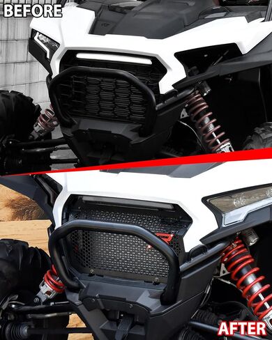 شبكة شواء أمامية من الحديد الأسود من SAUTVS لملحقات Polaris RZR XP 1000/XP 4 1000 2024 2025، استبدل OEM #5456526-070 in Kuwait