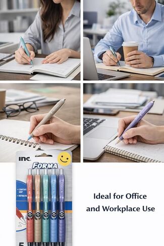 Retractable Ballpoint Pens, Black Ink, 1.0 mm, Comfort Grip, Assorted Colors, 5 Pack in Saudi Arabia