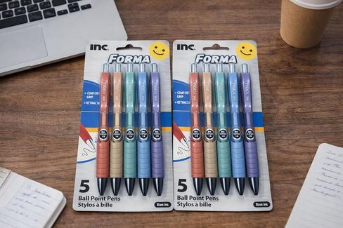 Retractable Ballpoint Pens, Black Ink, 1.0 mm, Comfort Grip, Assorted Colors, 5 Pack in Saudi Arabia