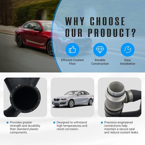 NOVAPARTS ترقية خرطوم مياه مبرد من الألومنيوم لسيارات BMW 320i 328i 428i 528i xDrive X3 X5 F22 F23 F30 F31 F32 F33 F10 F25 G01 F15 2.0L 11537639998 V203040 51557 11537603513 in Kuwait