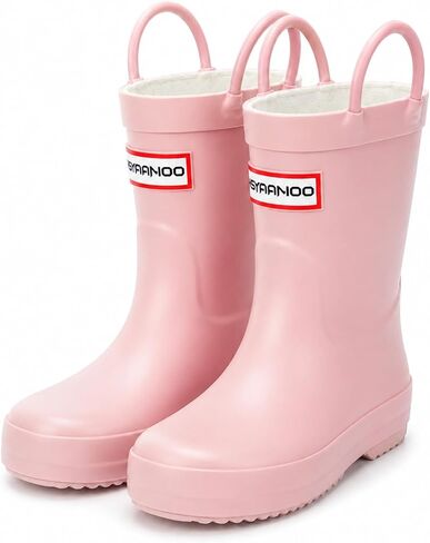 Toddler Kids Waterproof Rain Boots with Easy-On Handles – Lightweight Non-Slip Rubber Boots for Boys & Girls, Classic Durable Outdoor Design in Saudi Arabia