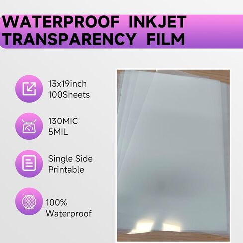 13x19 inch Waterproof inkjet Transparent Film for Silk Screen Printing,100 sheets Inkjet Film Sheets for Screen Printers - Screen Printing Supplies in Saudi Arabia