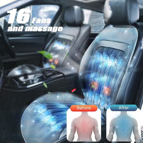3 IN 1 Cooling Car Seat Covers ，Summer and Winter with Massage Cooling Seat Covers for cCar，High Power 16 Fans Fast Cool，Suitable for 12V Cigarette Lighter CAR, Suv and Other Models (BLACK-1PCS) in Saudi Arabia