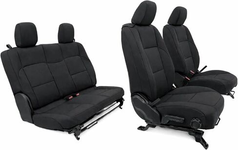 Holda Custom Fit Neoprene Front and Rear Seat Covers Compatible with Jeep Wrangler JLU 2018-2026 - Black, Water-Resistant, Snug Fit, Comfortable, Durable in Saudi Arabia