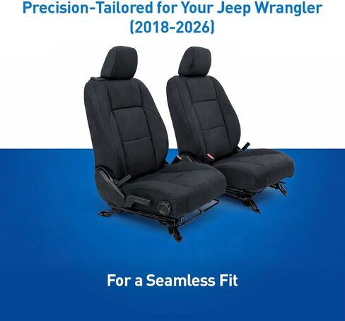 Holda Custom Fit Neoprene Front and Rear Seat Covers Compatible with Jeep Wrangler JLU 2018-2026 - Black, Water-Resistant, Snug Fit, Comfortable, Durable in Saudi Arabia