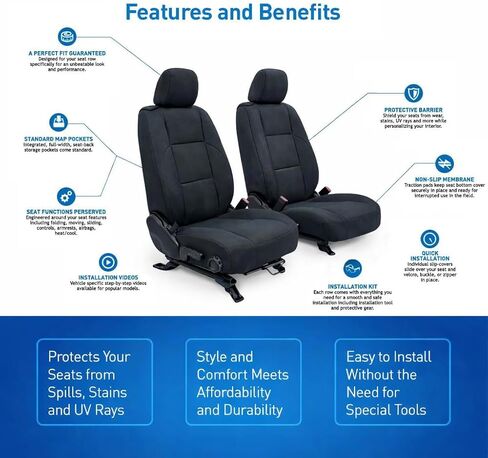 Holda Custom Fit Neoprene Front and Rear Seat Covers Compatible with Jeep Wrangler JLU 2018-2026 - Black, Water-Resistant, Snug Fit, Comfortable, Durable in Saudi Arabia