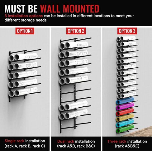 17 Tier Wall Mount Blueprint Storage Rack Wall Mount Blueprint Holder Storage Organizer for Construction Plan, Poster Storage, Art Print Map Storage in Saudi Arabia