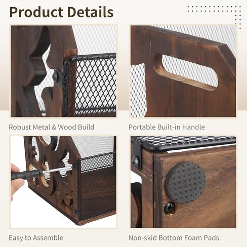 Vinyl Record Storage Crate, Vintage Wood Metal Record Holder, LP Record Storage Organizer with Handles, Vinyl Record Rack Album Holder for Desktop, Rustic Record Storage Box in Saudi Arabia