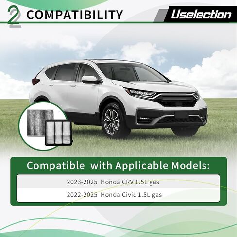 طقم فلتر هواء المحرك والمقصورة للغاز CRV 1.5L فقط (2023-2025)، Civic 1.5L (2022-2025)، يستبدل 80292TF0G01 1722064AA00 (الغاز فقط، وليس للهجين) 80292-TF0-G01 17220-64A-A00 in Kuwait