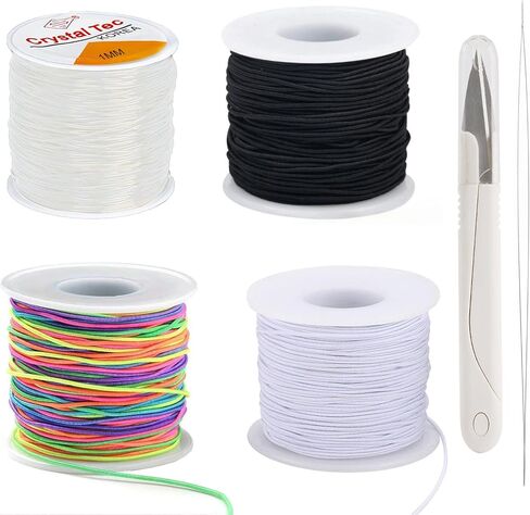 Elastic String for Bracelets,4 Rolls 1mm 640 Feet Stretchy Bracelet String, Sturdy Elastic String Cord for Jewelry Making, Beading, Necklaces, Crafts and Friendship Bracelet in Saudi Arabia