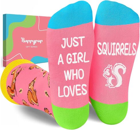 هدايا السنجاب من HAPPYPOP لمحبي السنجاب - جوارب سنجاب مضحكة للنساء، هدايا سنجاب مضحكة للفتيات المراهقات، مستلزمات تخزين عيد الميلاد in Saudi Arabia