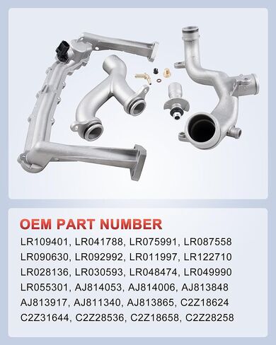(Fit 3.0L Only) Aluminum Coolant Water Pipe System Kit, Compatible with Land Rover LR4 Discovery Range Rover Sport Velar, Jaguar XF XJ XE F-Type F-Pace, Replace# LR090630 LR092992 AJ813917 in Saudi Arabia