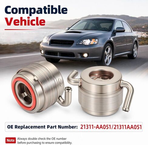 21311AA051 Oil Cooler Compatible with Subaru Legacy 2.5L 2005-2009 for Impreza WRX 2002-2007 for Impreza STI 2004-2007 for Outback 2.5L Replace 21311-AA051 in Kuwait