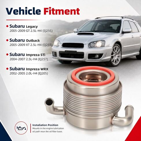 21311AA051 Oil Cooler Compatible with Subaru Legacy 2.5L 2005-2009 for Impreza WRX 2002-2007 for Impreza STI 2004-2007 for Outback 2.5L Replace 21311-AA051 in Kuwait