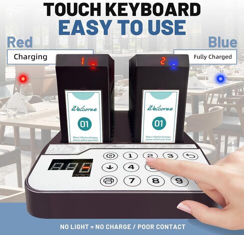 Restaurant Pager System Buzzers, 20 Restaurant Pagers with Vibration, Flashing, Buzzer and LED Number Display,Restaurant Buzzer System for Food Truck Church Nursery Cafe Bars in Saudi Arabia