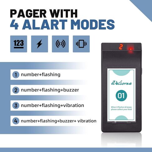Restaurant Pager System Buzzers, 20 Restaurant Pagers with Vibration, Flashing, Buzzer and LED Number Display,Restaurant Buzzer System for Food Truck Church Nursery Cafe Bars in Saudi Arabia