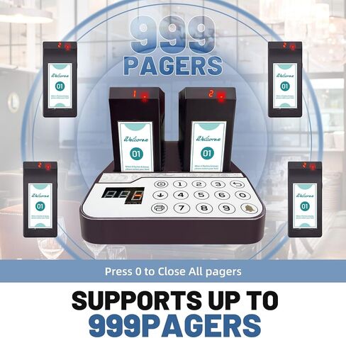Restaurant Pager System Buzzers, 20 Restaurant Pagers with Vibration, Flashing, Buzzer and LED Number Display,Restaurant Buzzer System for Food Truck Church Nursery Cafe Bars in Saudi Arabia
