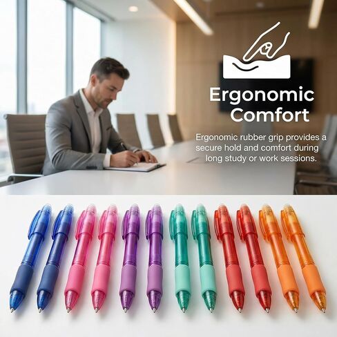 VILMA Erasable Gel Pens with Caps, 0.7mm Medium Point Fine Tip, Corlored Gel Ink Pens Erasable,6 Assorted Vibrant Colors for Note Taking, Planner, and Office Supplies, 12 Pack in Saudi Arabia