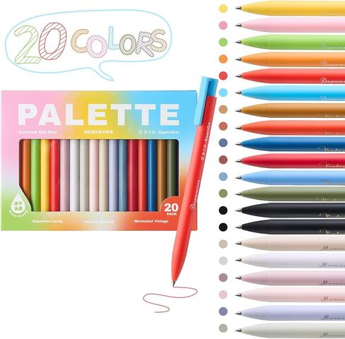 Gel Pens 20 Colors, Fine Point 0.7mm Pens for Journaling, Assorted Colored Pens Quick Dry No Smear, Aesthetic Stationery Pens for Note Taking Bullet Journal Planner in Saudi Arabia