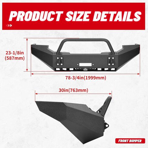 مجموعة المصد الأمامي HECASA متوافقة مع 1999-2004 Ford F250 F350 F-250 F-350 Super Duty مع لوحة ونش فولاذية مطلية بمسحوق أسود في حزمتين in Kuwait