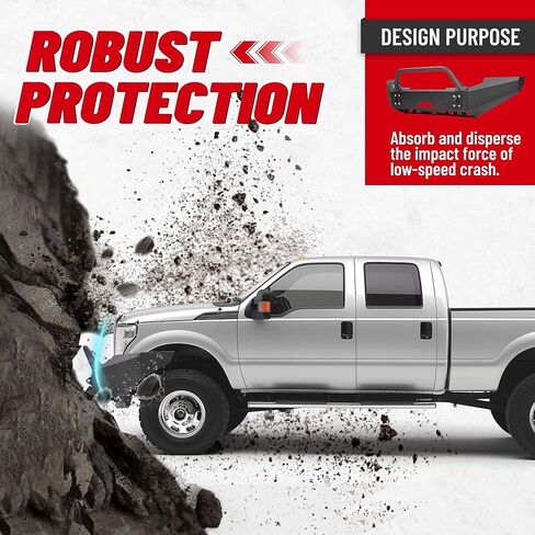 مجموعة المصد الأمامي HECASA متوافقة مع 1999-2004 Ford F250 F350 F-250 F-350 Super Duty مع لوحة ونش فولاذية مطلية بمسحوق أسود في حزمتين in Kuwait