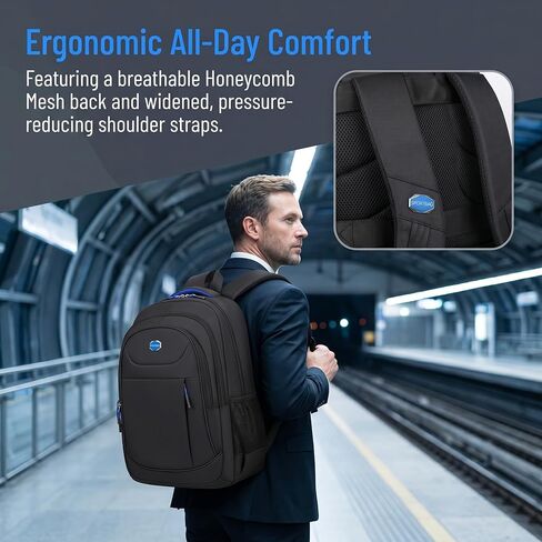 Large Capacity Laptop Backpack for Men and Women Waterproof Business Travel Backpack with Reflective Strips Multiple Compartments Casual Stylish Outdoor Daypack -Blue in Kuwait