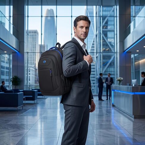 Large Capacity Laptop Backpack for Men and Women Waterproof Business Travel Backpack with Reflective Strips Multiple Compartments Casual Stylish Outdoor Daypack -Blue in Kuwait