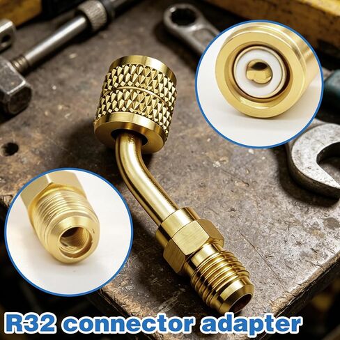 2 قطعة R32 مبرد 45 درجة لليد اليسرى محول نحاسي أنثى + 1/4 بوصة وصلة مستقيمة، موصل مقبض غير قابل للانزلاق متوافق مع أنظمة تقسيم خزانات R-32 in Kuwait