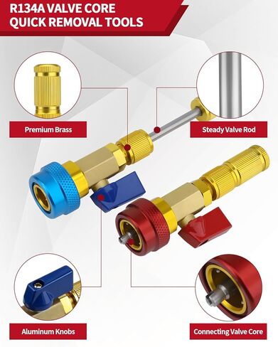 31Pcs R134A Valve Core Quick Remover Installer Tool, High Low Pressure AC Valve Core Removal Tool, Valve Removal Tool with Cap Valve Stem for Refrigerant Air Conditioner System in Saudi Arabia