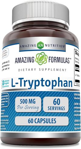 Amazing Formulas L-Tryptophan 500 Mg Capsules Supplement | Non-GMO | Gluten Free | Made in USA (120 Capsules) in Saudi Arabia