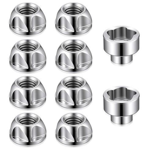 10 Pcs M8 Anti Theft Locking Nuts P1.25, 304 Stainless Steel Security Hardware Kit (8 Locks + 2 Keys), for LED Light Bar, Bike, Car Accessories, Awning & Mounting Hardware in Kuwait