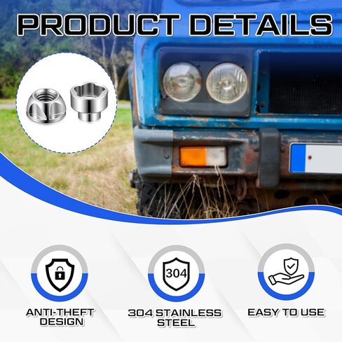 10 Pcs M8 Anti Theft Locking Nuts P1.25, 304 Stainless Steel Security Hardware Kit (8 Locks + 2 Keys), for LED Light Bar, Bike, Car Accessories, Awning & Mounting Hardware in Kuwait