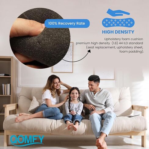 QOMFY 1" Height x 18" Width x 36" Length Charcoal Upholstery Foam Sheet | Made in USA | Multi-Purpose Foam for Upholstery, DIY, Packaging & Acoustic Projects in Kuwait