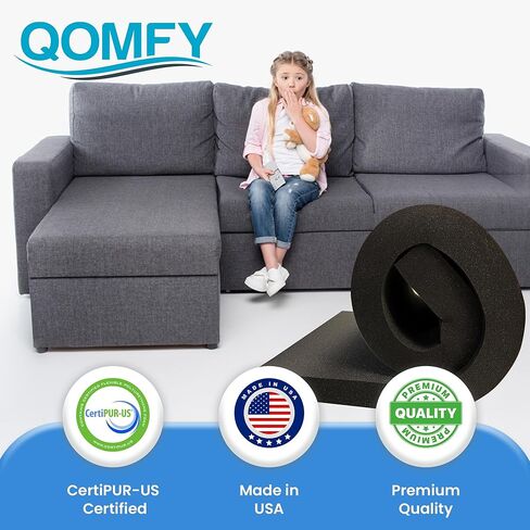QOMFY 1" Height x 18" Width x 36" Length Charcoal Upholstery Foam Sheet | Made in USA | Multi-Purpose Foam for Upholstery, DIY, Packaging & Acoustic Projects in Kuwait
