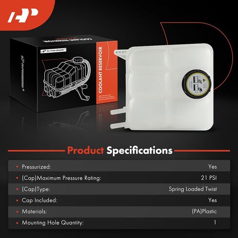 A-Premium Engine Coolant Overflow Recovery Reservoir Tank [w/Cap] Compatible with Ford Focus 07-11, Volvo C30 07-13, C70 06-13, S40 04-11, V50 05-11, 2.4L 2.5L in Kuwait