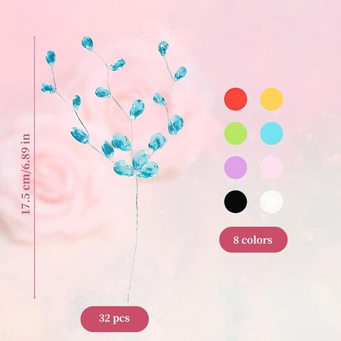 32PCS Acrylic Crystal Flower Branches – Transparent Color Artificial Bead Drop Bouquets, Glitter Floral Acrylic Picks Arrangement for Wedding, Thanksgiving & Home/Office Table Top Decoration in Kuwait
