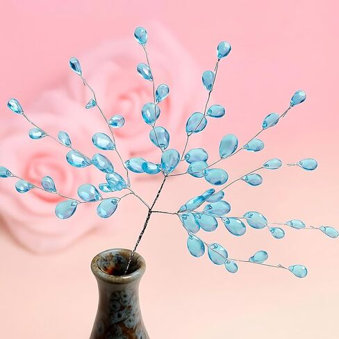 32PCS Acrylic Crystal Flower Branches – Transparent Color Artificial Bead Drop Bouquets, Glitter Floral Acrylic Picks Arrangement for Wedding, Thanksgiving & Home/Office Table Top Decoration in Kuwait