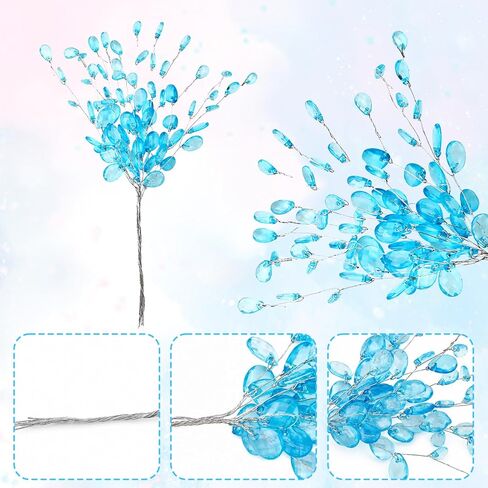 32PCS Acrylic Crystal Flower Branches – Transparent Color Artificial Bead Drop Bouquets, Glitter Floral Acrylic Picks Arrangement for Wedding, Thanksgiving & Home/Office Table Top Decoration in Kuwait