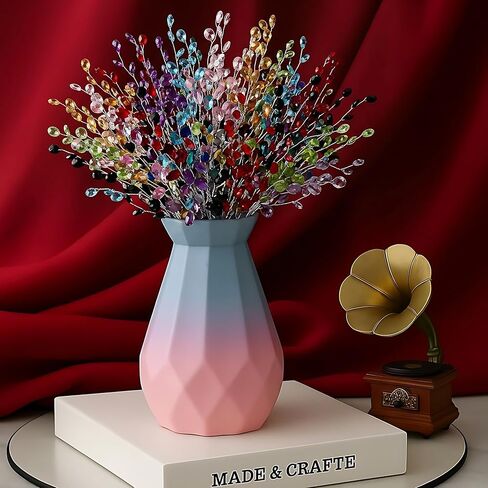 32PCS Acrylic Crystal Flower Branches – Transparent Color Artificial Bead Drop Bouquets, Glitter Floral Acrylic Picks Arrangement for Wedding, Thanksgiving & Home/Office Table Top Decoration in Kuwait