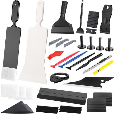 Boao 43 Pcs Car Wrap Kit Window Tint Kit Vehicle Vinyl Wrap Tool with Bulldozer Squeegee Windshield Back Tint Scraper Small Rubber Squeegee for Car Wrapping Window Film Installation in Kuwait
