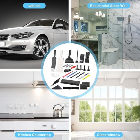 Boao 43 Pcs Car Wrap Kit Window Tint Kit Vehicle Vinyl Wrap Tool with Bulldozer Squeegee Windshield Back Tint Scraper Small Rubber Squeegee for Car Wrapping Window Film Installation in Kuwait