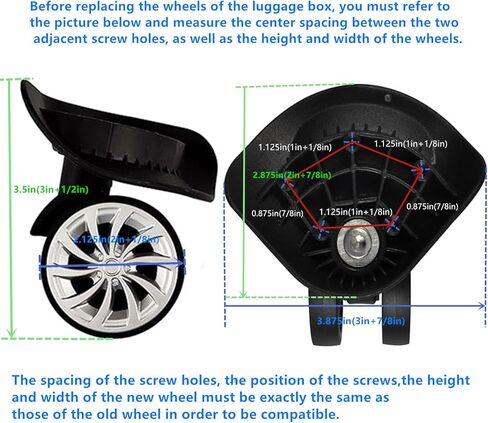 1 Pair Luggage Suitcase Wheel, Luggage Wheels Replacement Travel Suitcase Caster Wheels 360° Swivel, Trunk Luggage Wheel Spare Part Replacement Left and Right Wheels (A57) in Saudi Arabia